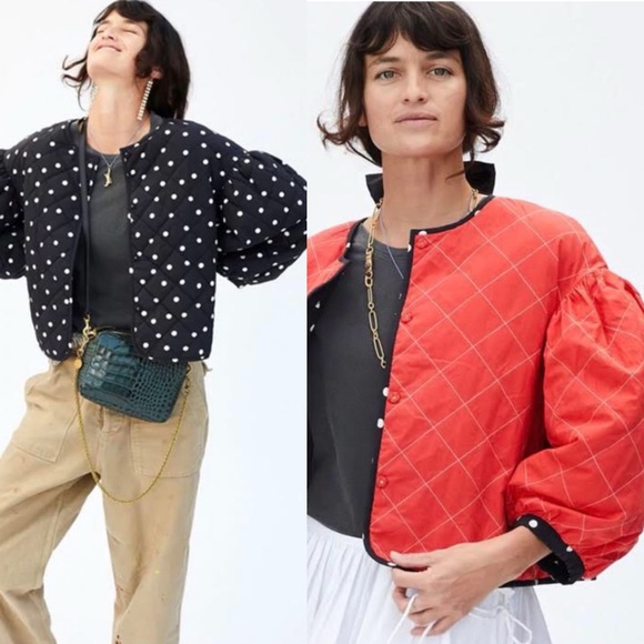 CLARE V. Petit Reversible Puff Polka Dot/ Solid/Jacket in size M/L - Picture 3 of 16